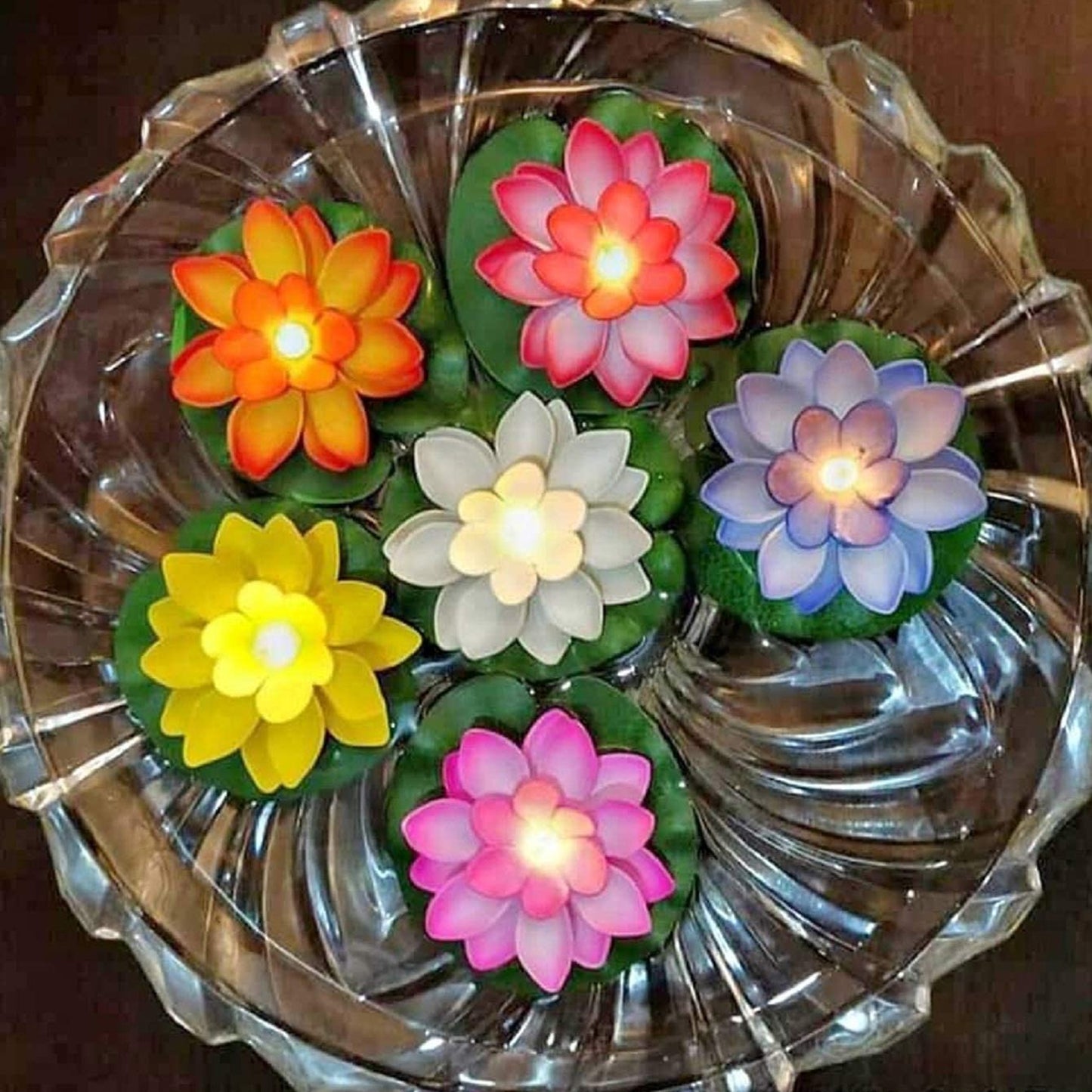 Water Floating Smokeless Candles  Lotus Flowers Sensor Led Tealight For Outdoor And Indoor Decoration - Pack Of 6 Candle Candle (Pack Of 6) - Happy Price - Image 3