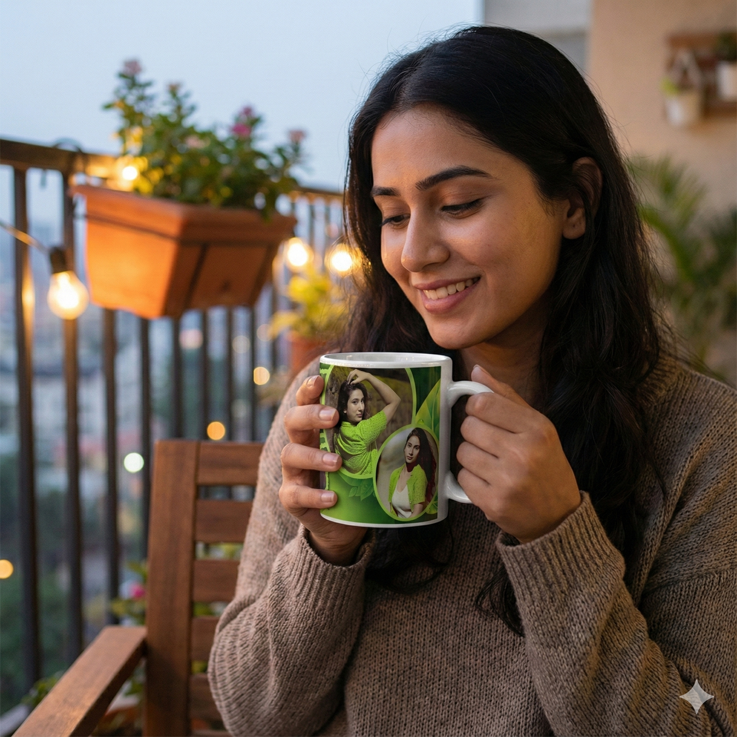 Green Harmony Collage Mug – Custom Photo Print Ceramic Mug (11oz)