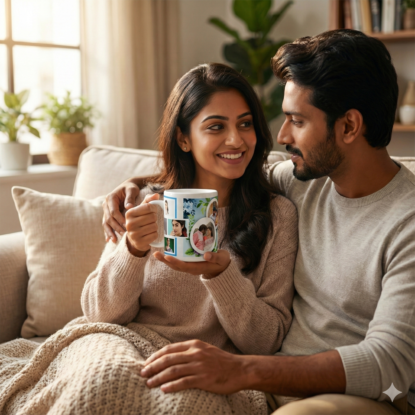 Blue Blossom Memories Collage Mug – Custom Photo Print Ceramic Mug (11oz)