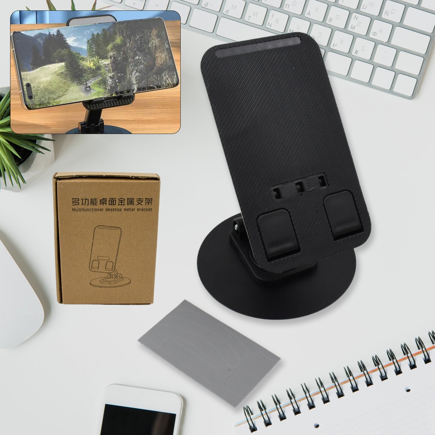 Mobile Holder Rotating Foldable Stand Height Angle Adjustable Phone Holder Stand Portable Mobile Stand For Desk With All Mobile Phones (1 Pc) - Happy Price - Image 2