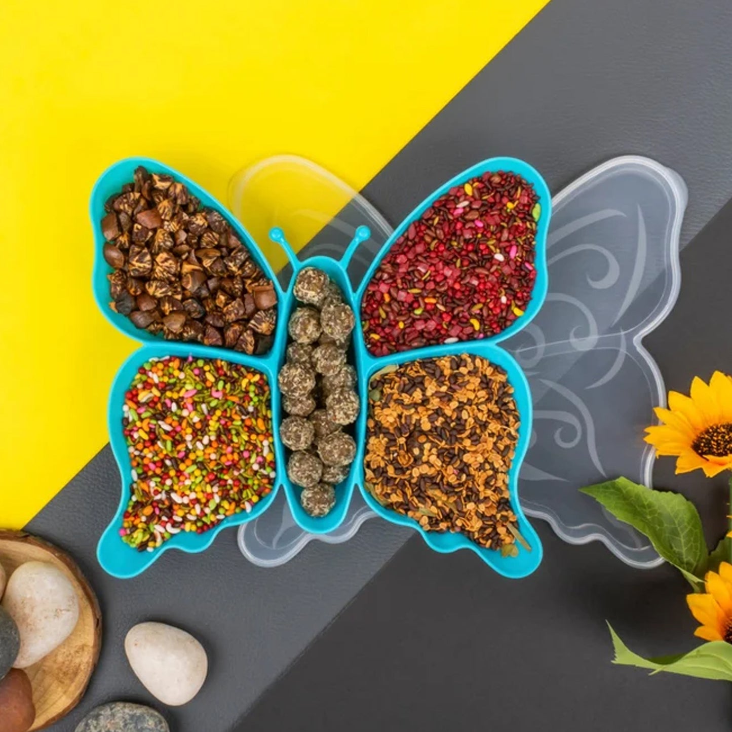 5 Compartment Multipurpose Butterfly Plastic Tray (1 Pc) - Happy Price - Image 3