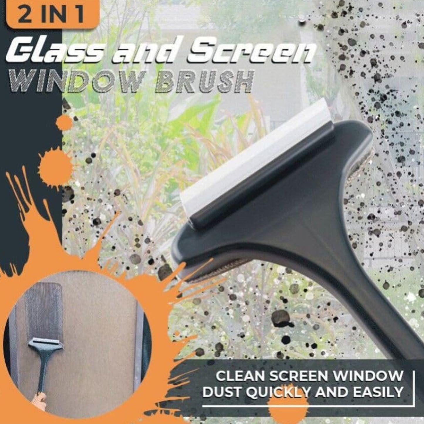 Brush 2 In 1 Mesh Cleaning Brush  Wiper With Extended Handle Window Cleaning Brush Net Cleanermagic Window Cleaner Brush Window Mesh Cleaner (1 Pc) - Happy Price - Image 5