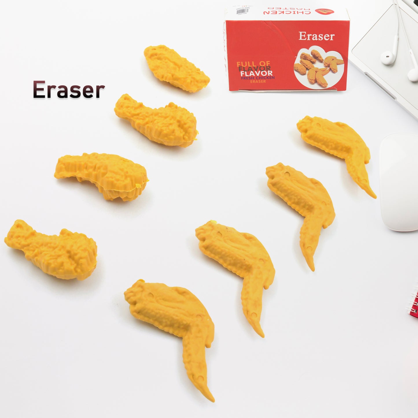 Cute Erasers Pencil Eraser Chicken Wings Chicken Legs Eraser Student School Supplies Gifts Chicken Rubber Drawing Small Eraser Office Accessory Fun Back To School Supplies Gifts Party Favor For Kids Adults Students (8 Pcs Set) - Happy Price - Image 6