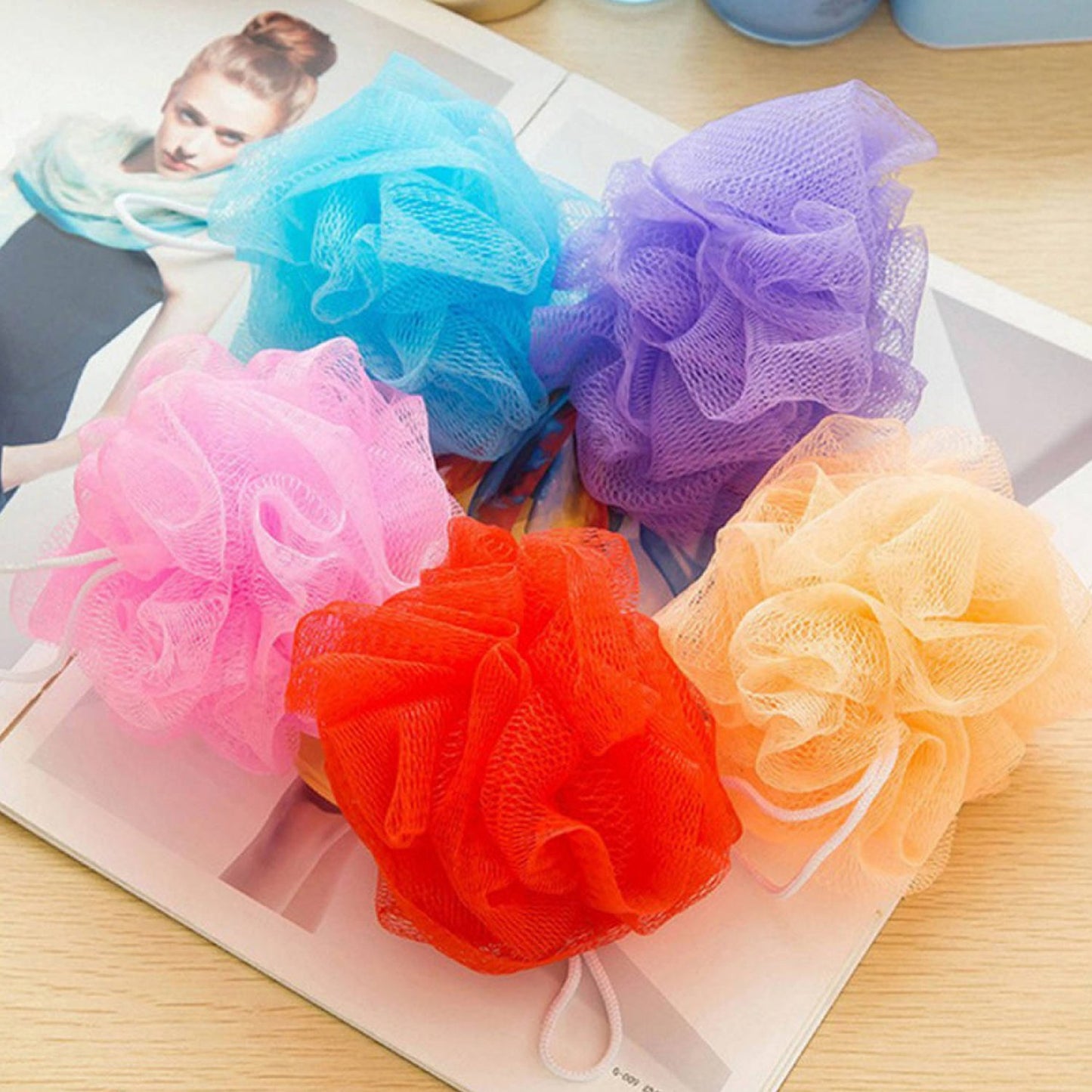Bath Shower Loofah Sponge Pouf Body Scrubber (Pack Of 6pcs) - Happy Price - Image 3