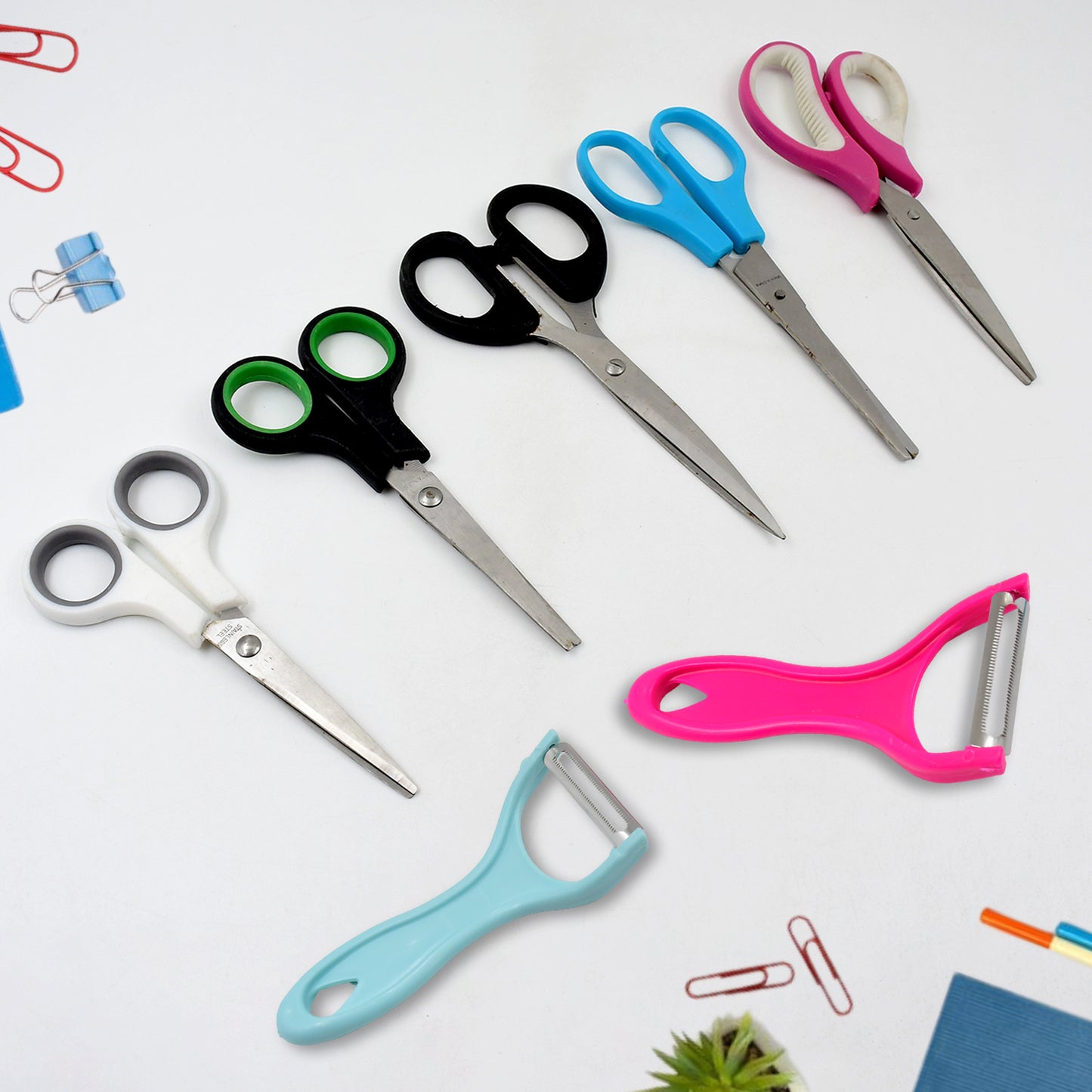 Stainless Steel Kitchen Scissors  Multipurpose Peeler (2 Pc Set  Mix Design Scissor  Peeler) - Happy Price - Image 2
