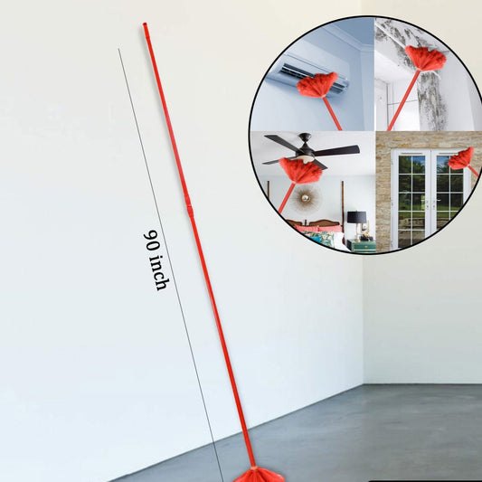 Cobweb Brush With Metal Strong Long Extendable Handle For Dusting Ceiling Cobweb Cleaning Brush For Lights Fans  Webs Cleaning For Home  Kitchen (90 Inch   Moq - 6 Pc) - Happy Price - Image 1