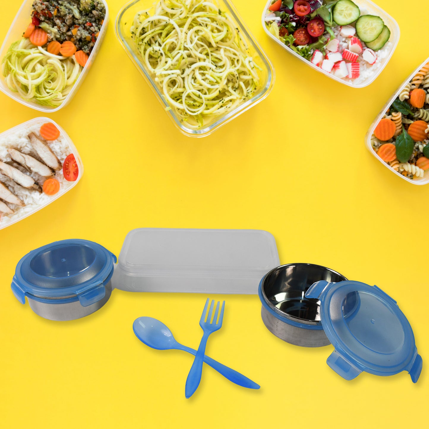 Sumo Lunch Box With Lunch Bag Plastic Lunch Box  Plastic Spoon Fork (2 Pc Set  With Lunch Box) - Happy Price - Image 5