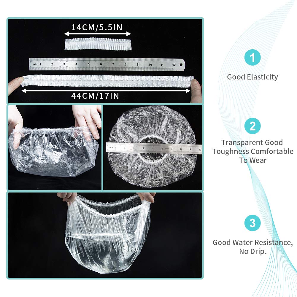 Disposable Shower Caps For Women Larger Thicker Waterproof And Individually Wrapped Plastic Elastic Hair Bath Caps For Hotel And Spa Hair Salon Home Use Portable Travel (Pack Of 12) - Happy Price - Image 4