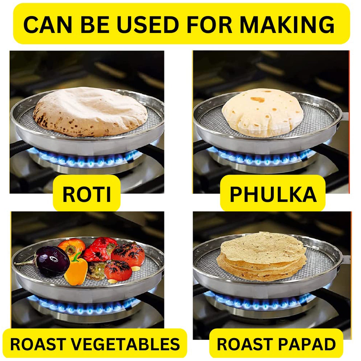 Steel Roaster Grill Jali For Papad Tandoor  Chapati Roast Use ( 1 Pc ) - Happy Price - Image 3