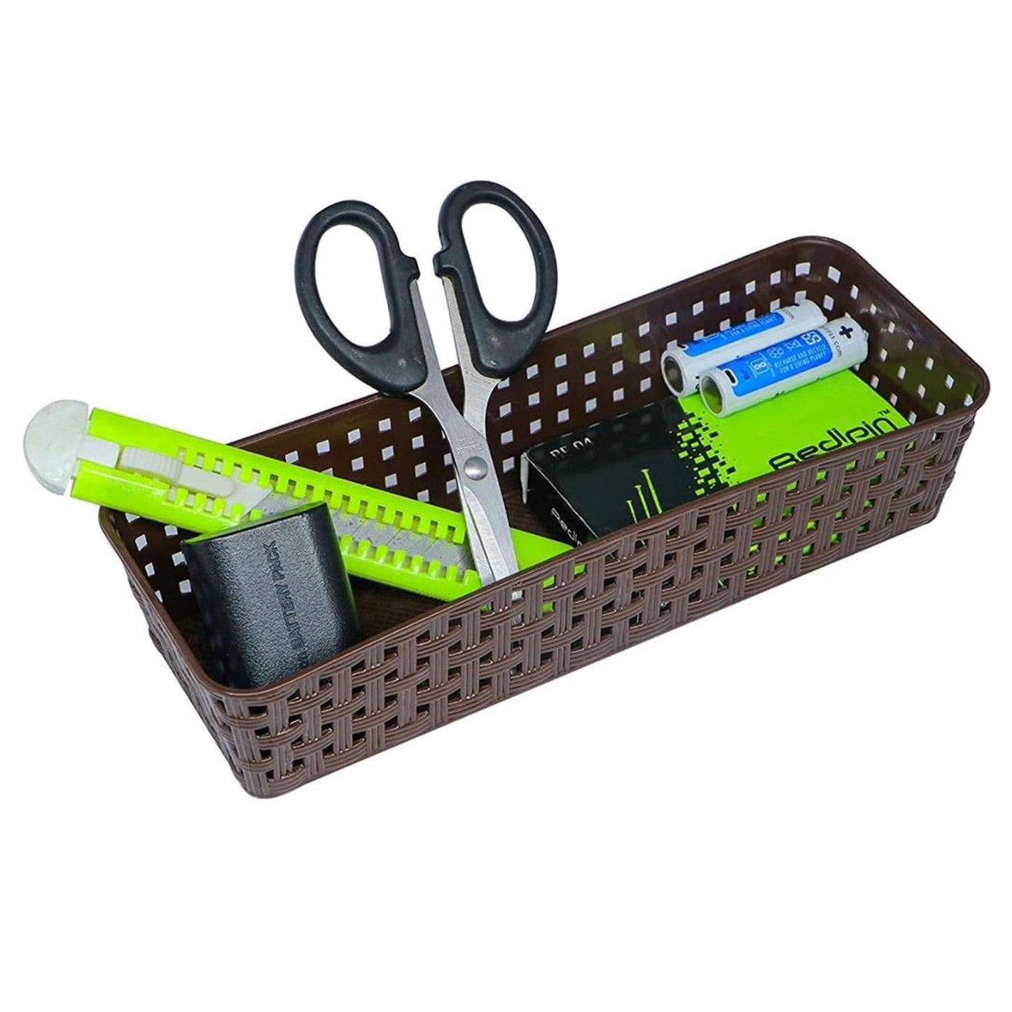 Plastic Multipurpose Desk Organizer Tray Office Drawer Dividers Storage Bins For Kitchen Bathroom Office Makeup Bedroom Dresser Craft Basket Rack Multicolour (6 Pcs Set) - Happy Price - Image 6