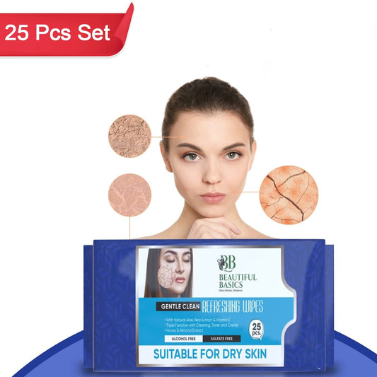 Refreshing Wet Wipes For Face  Facial Cleansing  Refreshing  Skin Hydration Soothing For Skin  Ph Balance  Alcohol Free  Nourishing With Fruit Extract  25 Wipes - Happy Price - Image 1