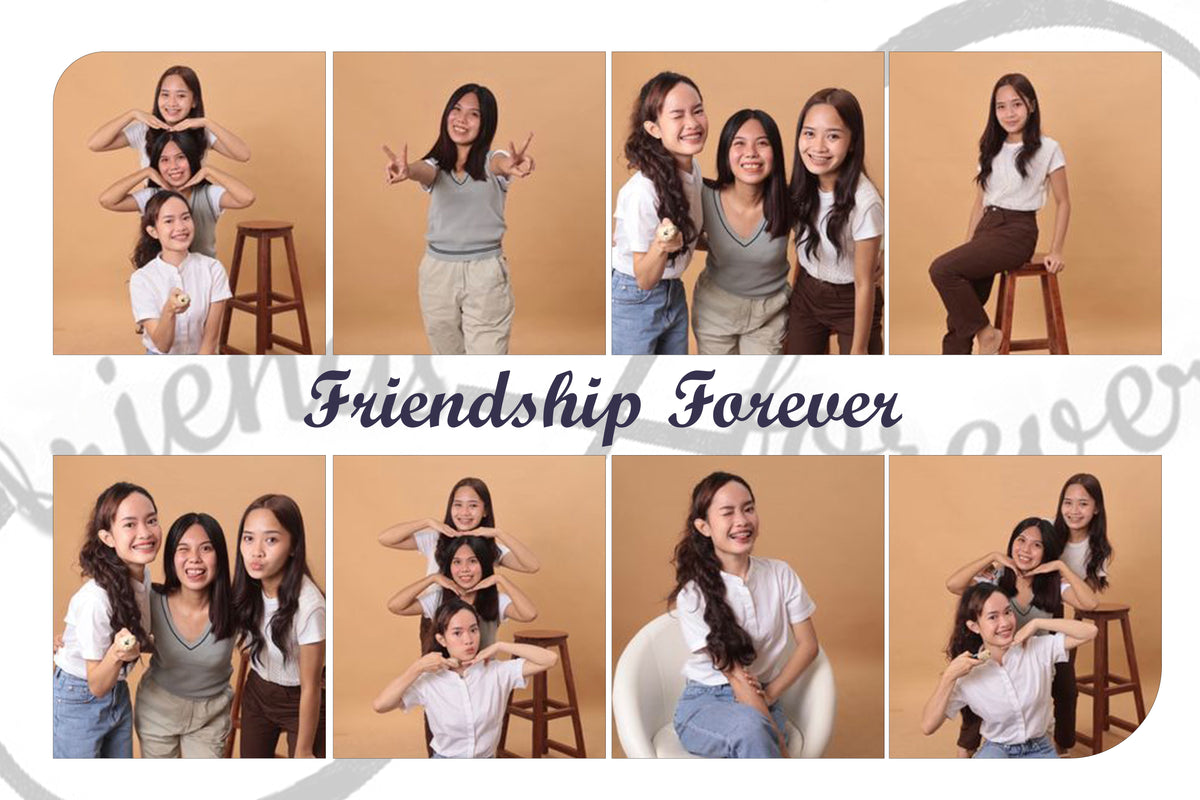 Friends Memories Collage Frame — 8 Photos — designed acrylic photo frame layout for 8 photos