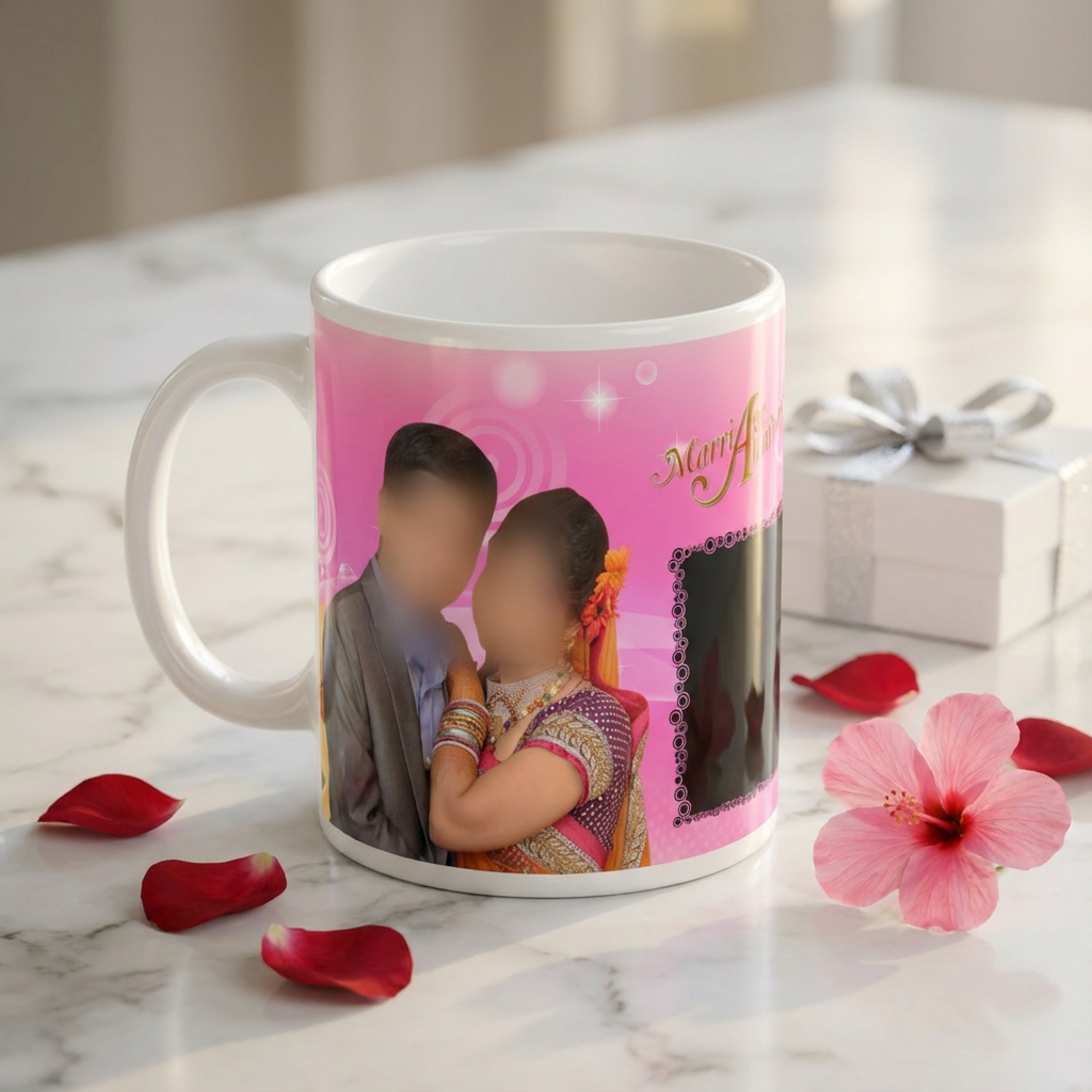 Eternal Romance Anniversary – Custom Photo Print Ceramic Mug (11oz) - Personalized Gift & 3-Photo Collage