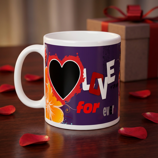 Forever Love Hibiscus – Custom Photo Print Ceramic Mug (11oz) - Personalized Anniversary Keepsake