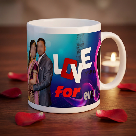 Love Forever Heart Duo – Custom Photo Print Ceramic Mug (11oz) - Personalized Gift