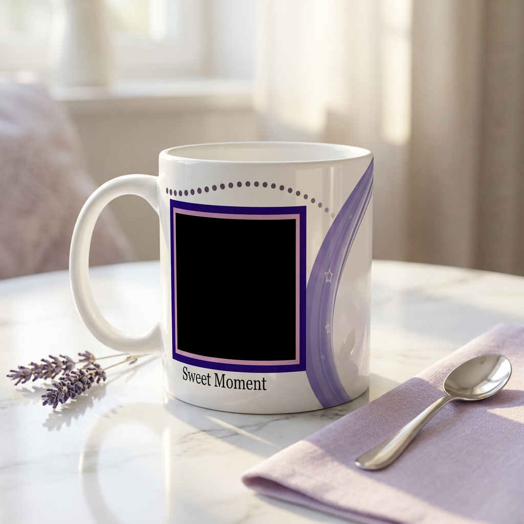 Sweet Moment Purple Elegance – Custom Photo Print Ceramic Mug (11oz) - Personalized Gift & Keepsake