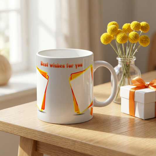 Vibrant Wishes Dual Frame – Custom Photo Print Ceramic Mug (11oz) - Personalized Best Wishes Gift