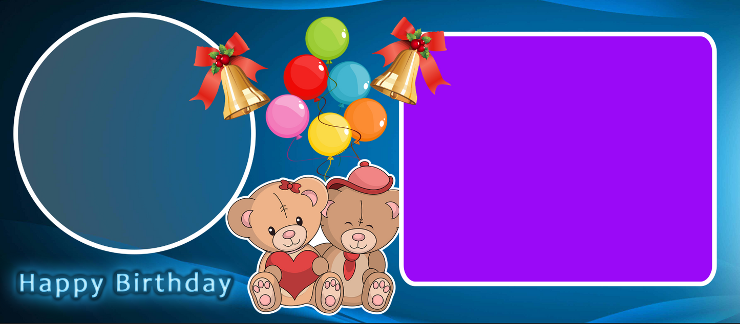 Festive Bears & Balloons – Custom Photo Print Ceramic Mug (11oz) - Personalized Gift with Dual Photo Slots