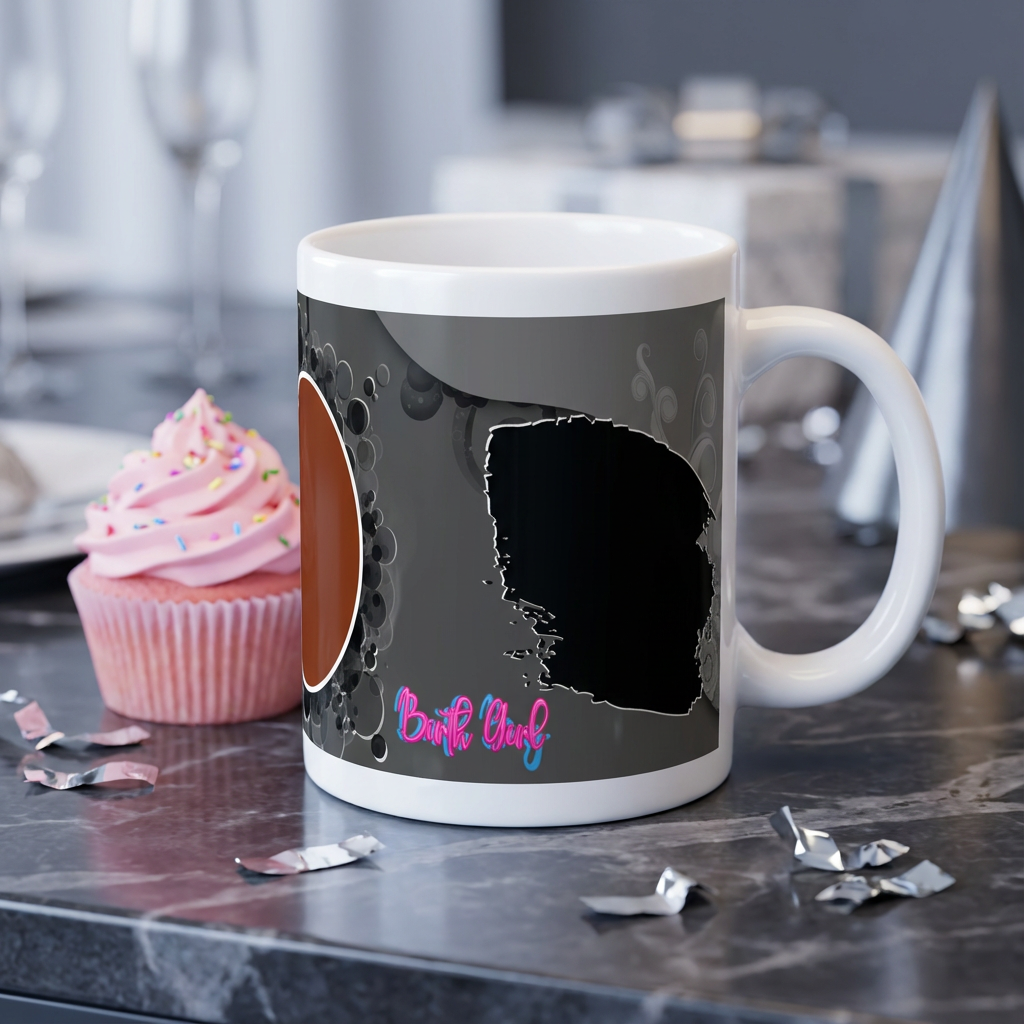 Neon Bubbles Birthday – Custom Photo Print Ceramic Mug (11oz) - Personalized Dual Photo Gift