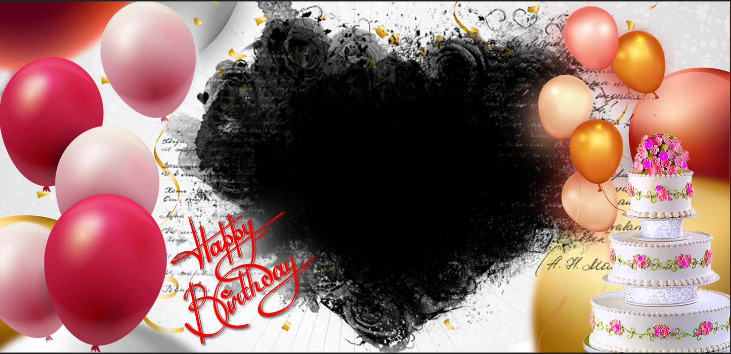 Elegant Cake & Balloons Heart – Custom Photo Print Ceramic Mug (11oz) - Personalized Gift