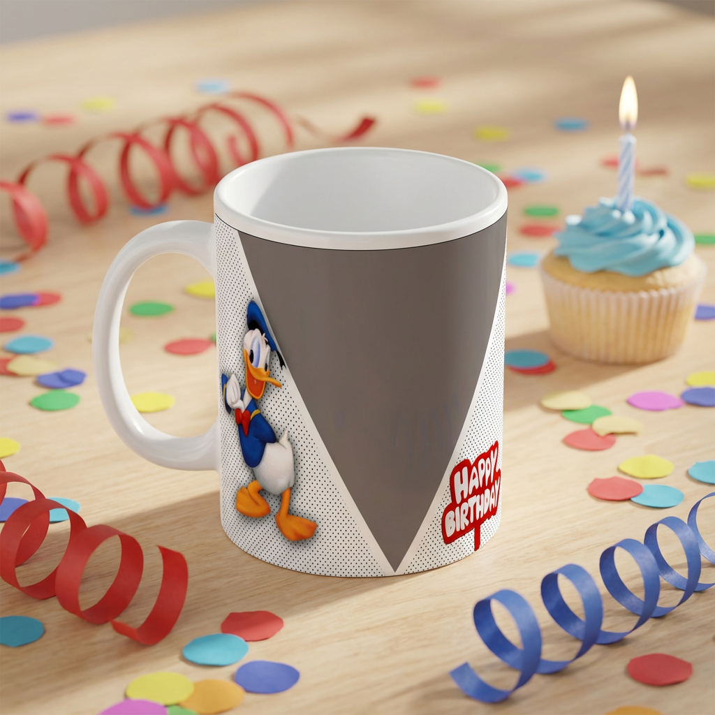 Playful Cartoon Duck – Custom Photo Print Ceramic Mug (11oz) - Personalized Birthday Gift