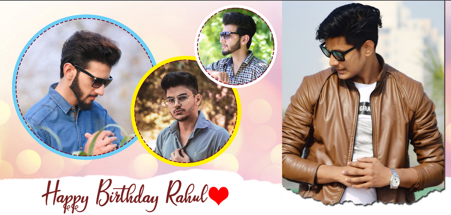 Warm Bokeh Birthday Collage – Custom Photo Print Ceramic Mug (11oz) - 4-Photo Personalized Gift