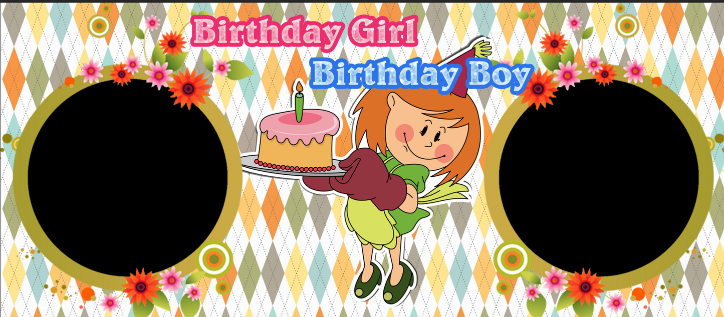 Festive Harlequin Cake – Custom Photo Print Ceramic Mug (11oz) - Personalized Gift with Dual Photo Slots