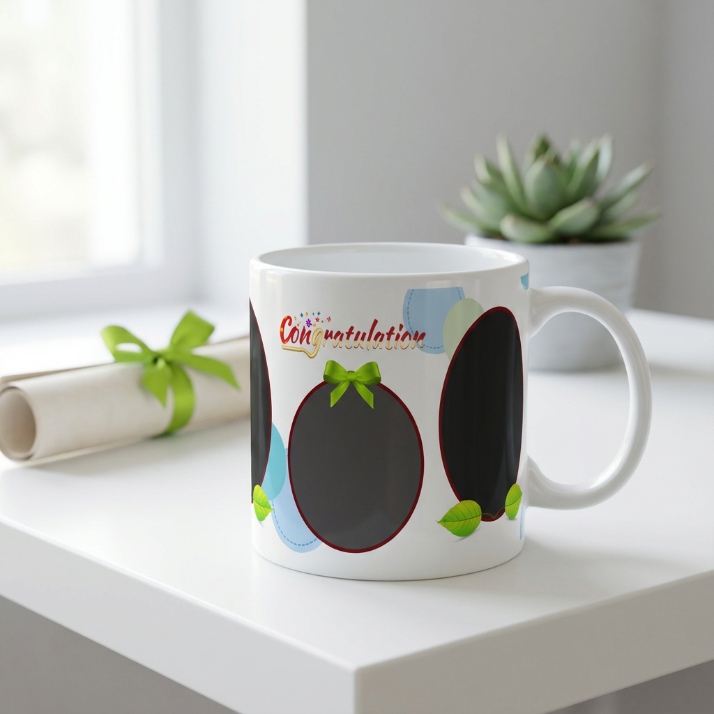 Green Ribbon Celebration – Custom Photo Print Ceramic Mug (11oz) - Personalized Gift 3-Photo Collage