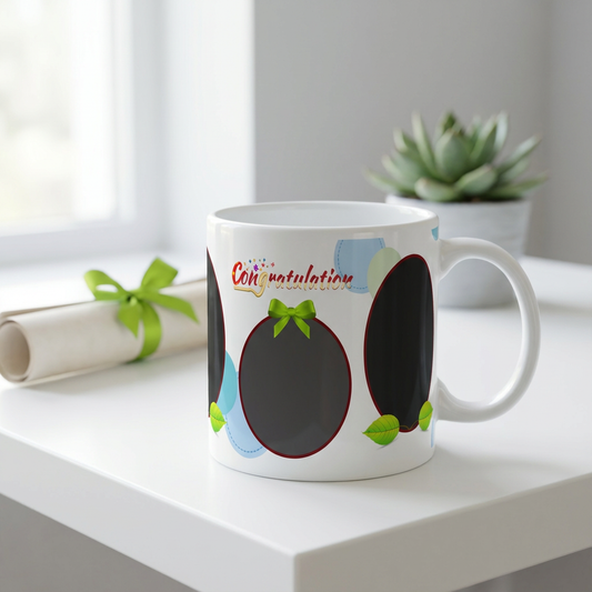 Green Ribbon Celebration – Custom Photo Print Ceramic Mug (11oz) - Personalized Gift 3-Photo Collage