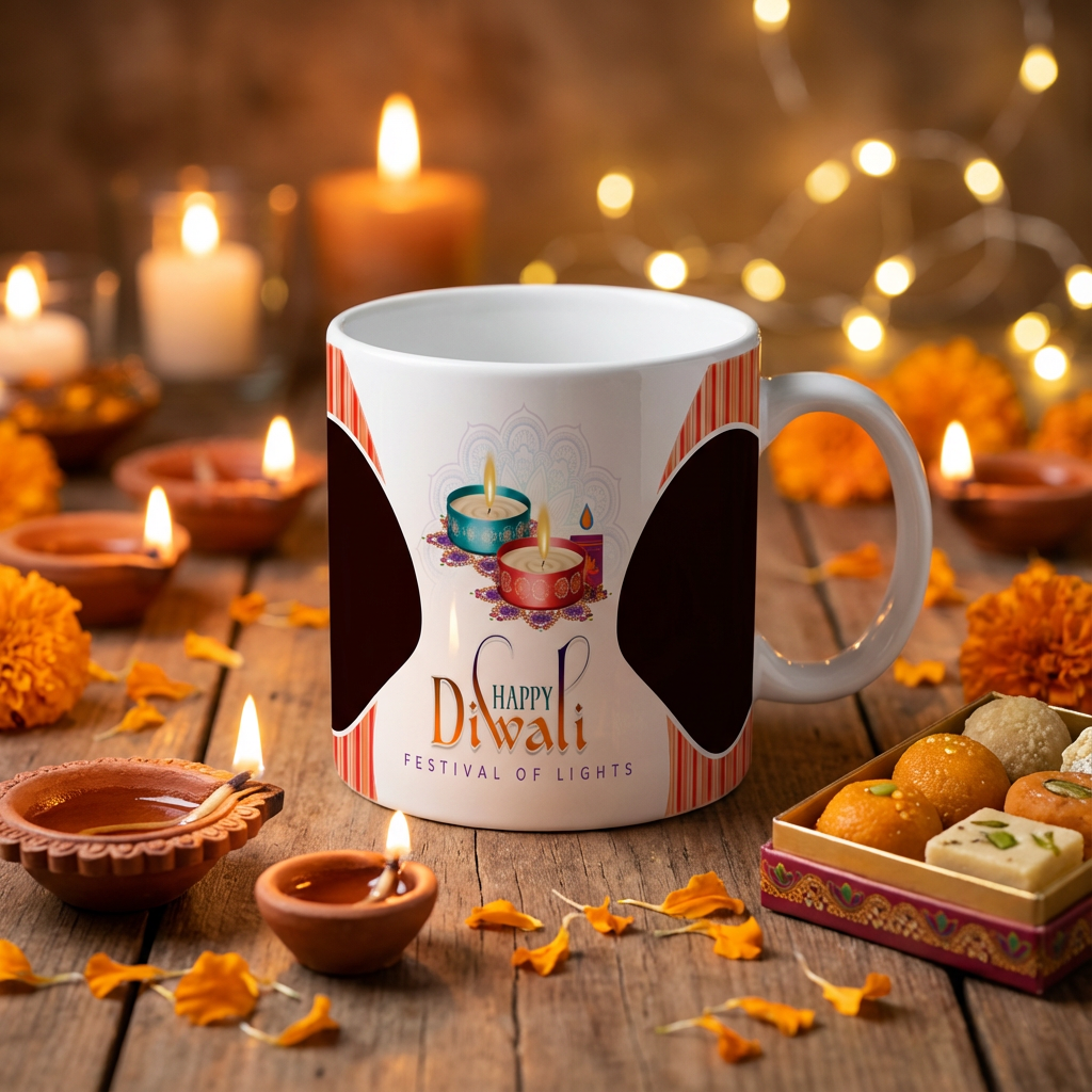 Radiant Diyas Diwali – Custom Photo Print Ceramic Mug (11oz) - Personalized Gift
