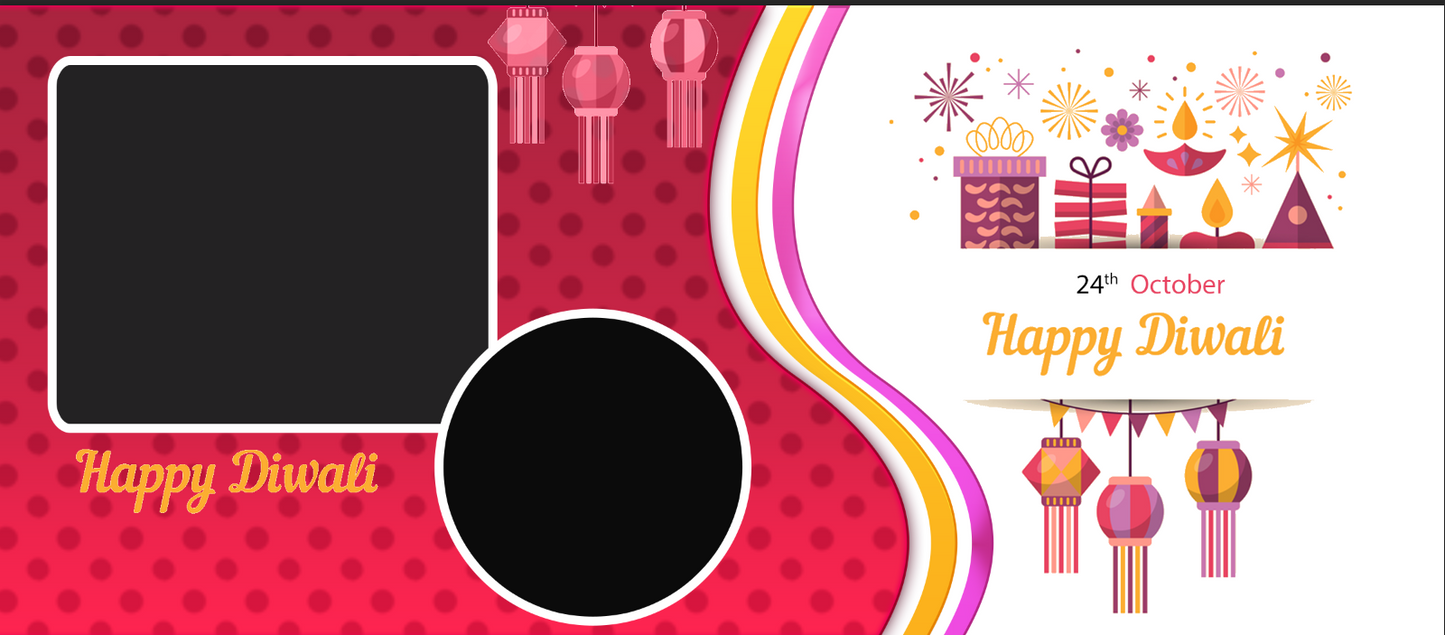 Festive Pink Lanterns Diwali – Custom Photo Print Ceramic Mug (11oz) - Personalized Gift 2 Photos