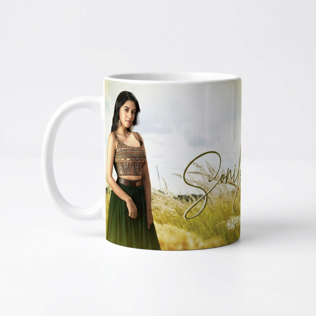 Golden Sunset Glow – Custom Photo Print Ceramic Mug (11oz) - Personalized Gift for Her