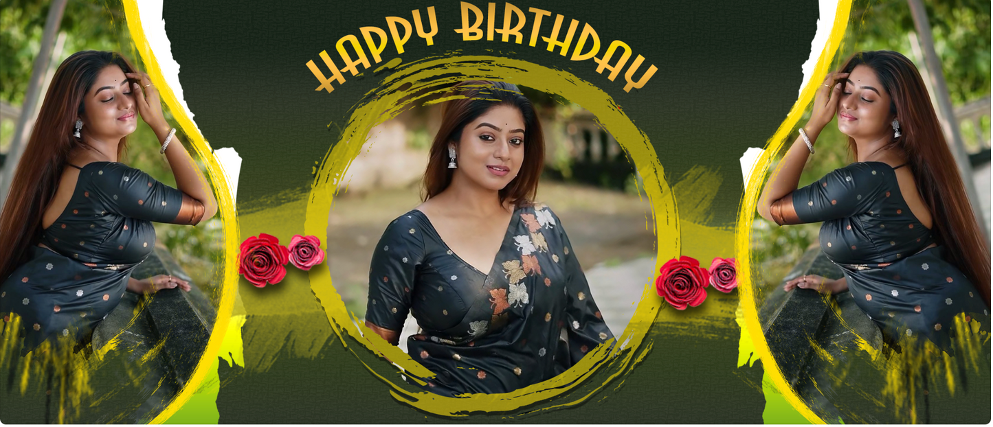 Golden Brushstrokes & Roses – Custom Photo Print Ceramic Mug (11oz) - Personalized 3-Photo Birthday Gift