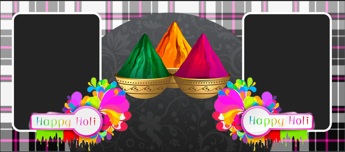 Vibrant Gulal & Plaid – Custom Photo Print Ceramic Mug (11oz) - Dual Photo Frames