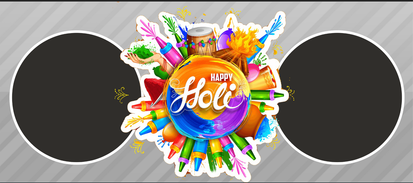 Vibrant Holi Celebration – Custom Photo Print Ceramic Mug (11oz) - Personalized Gift with 2 Photo Slots