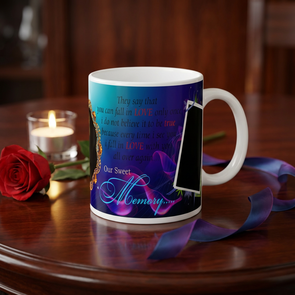 Our Sweet Memory – Custom Photo Print Ceramic Mug (11oz) - Romantic Anniversary Keepsake