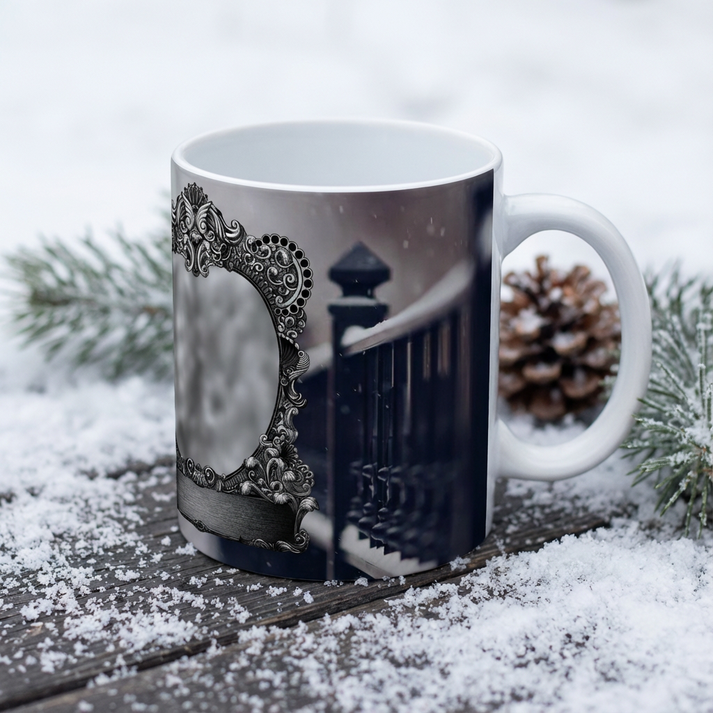 Baroque Winter Memory – Custom Photo Print Ceramic Mug (11oz) - Personalized Gift Frame