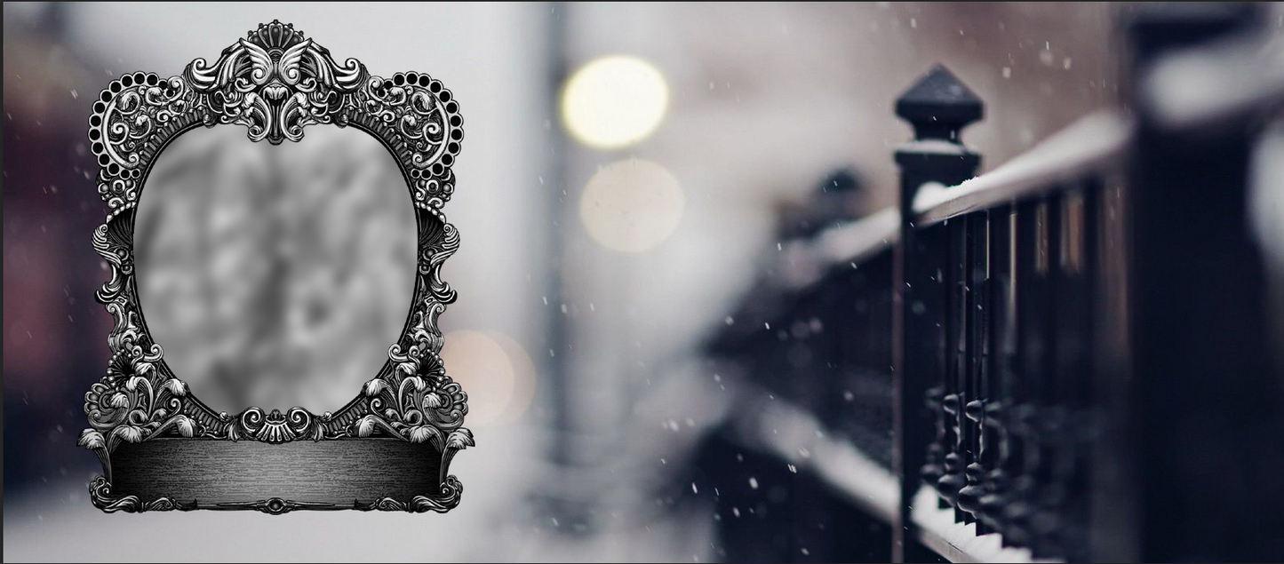 Vintage Winter Frame – Custom Photo Print Ceramic Mug (11oz) - Ornate Baroque Design