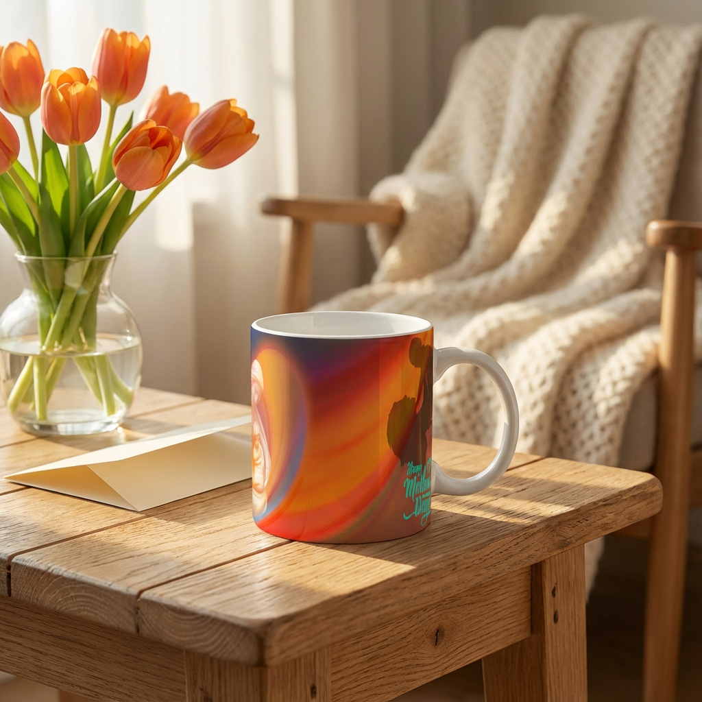 Warm Embrace Mother's Love – Custom Photo Print Ceramic Mug (11oz) - Fade-Resistant Finish