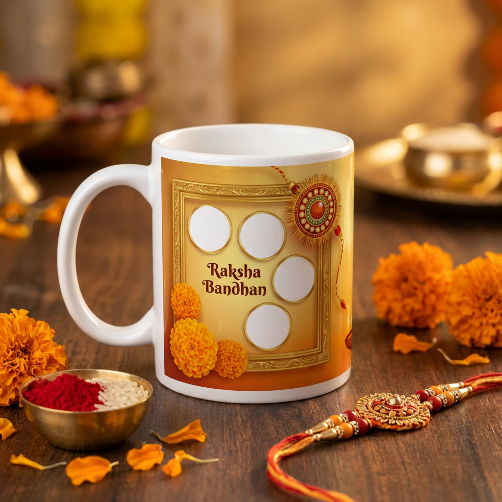 Eternal Rakhi Bond – Custom Photo Print Ceramic Mug (11oz) - Fade-Resistant Personalized Gift
