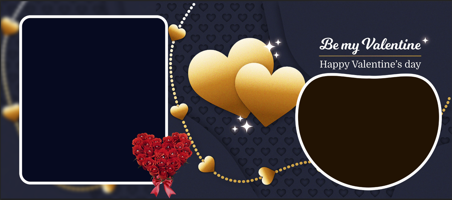 Golden Hearts & Roses – Custom Photo Print Ceramic Mug (11oz) - Personalized Gift with Dual Frames