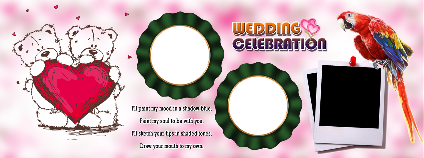 Romantic Bears & Parrot Wedding – Custom Photo Print Ceramic Mug (11oz) - Personalized Gift 3-Photo Collage