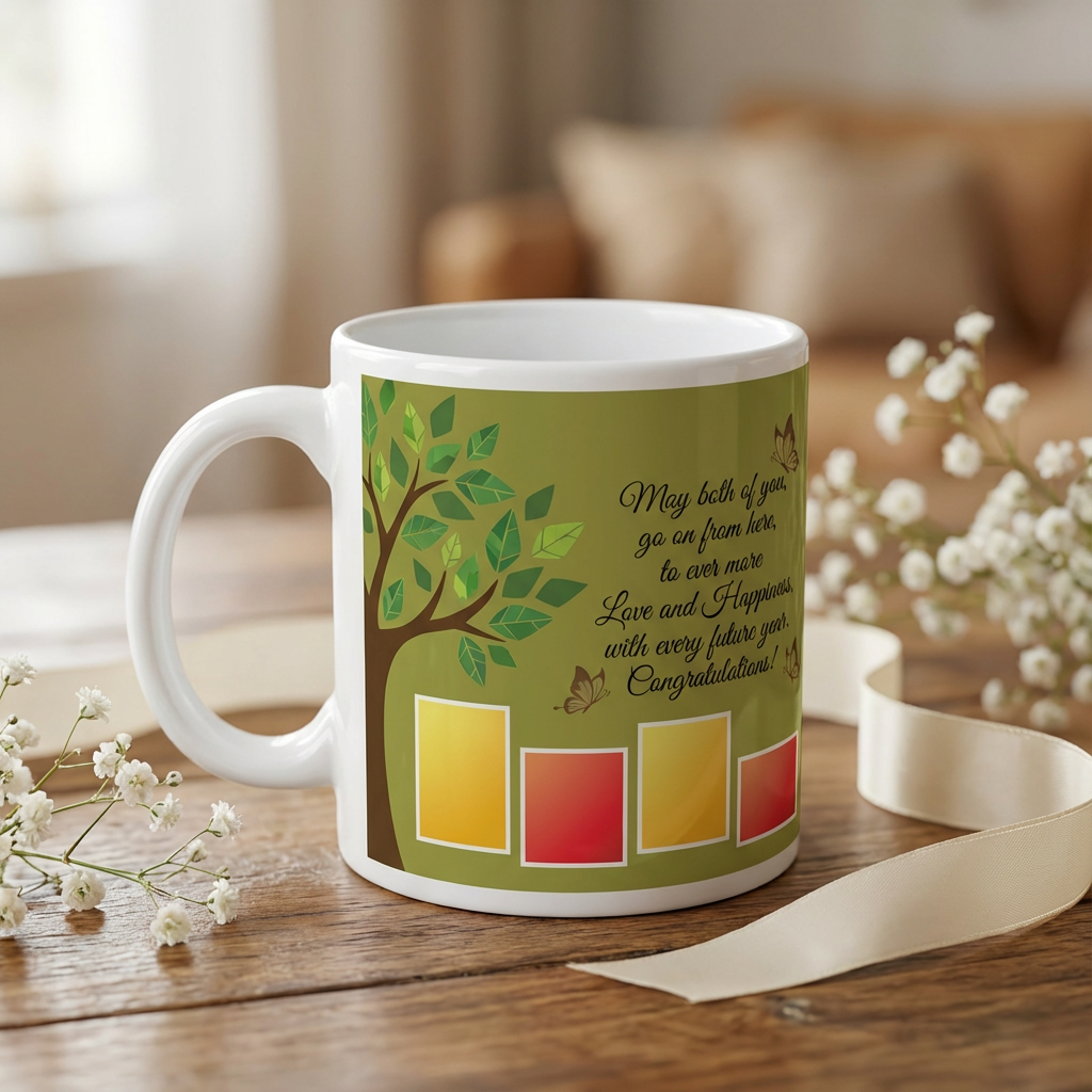 Olive Tree Blessings – Custom Photo Print Ceramic Mug (11oz) - Personalized 5 Photo Wedding Gift