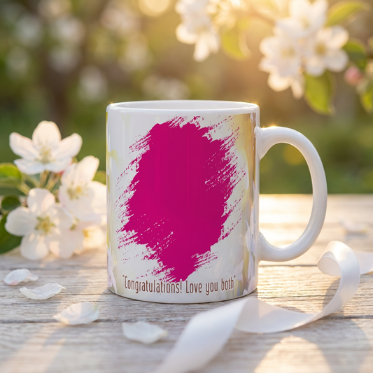Spring Blossom Congratulation – Custom Photo Print Ceramic Mug (11oz) - Personalized Wedding Gift
