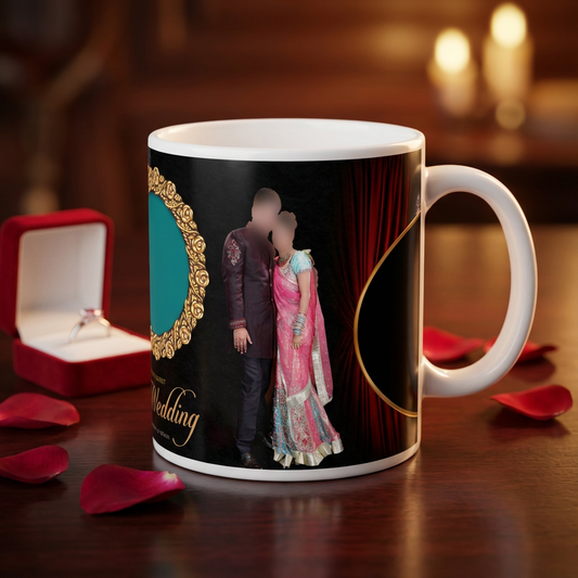 Royal Wedding Moment – Custom Photo Print Ceramic Mug (11oz) - Personalized Gift & Gold Frames