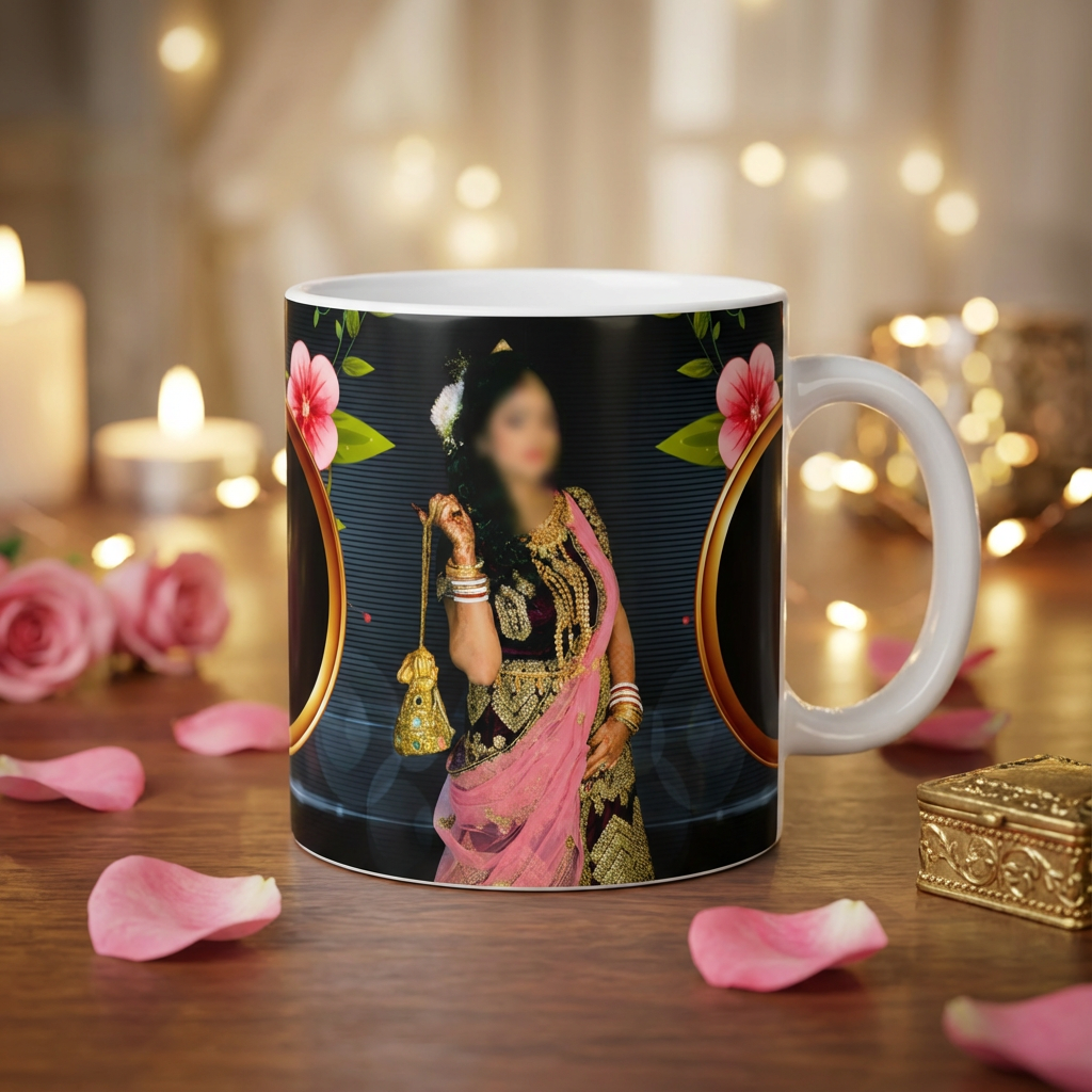 Royal Indian Bridal – Custom Photo Print Ceramic Mug (11oz) - 3-Photo Wedding Collage
