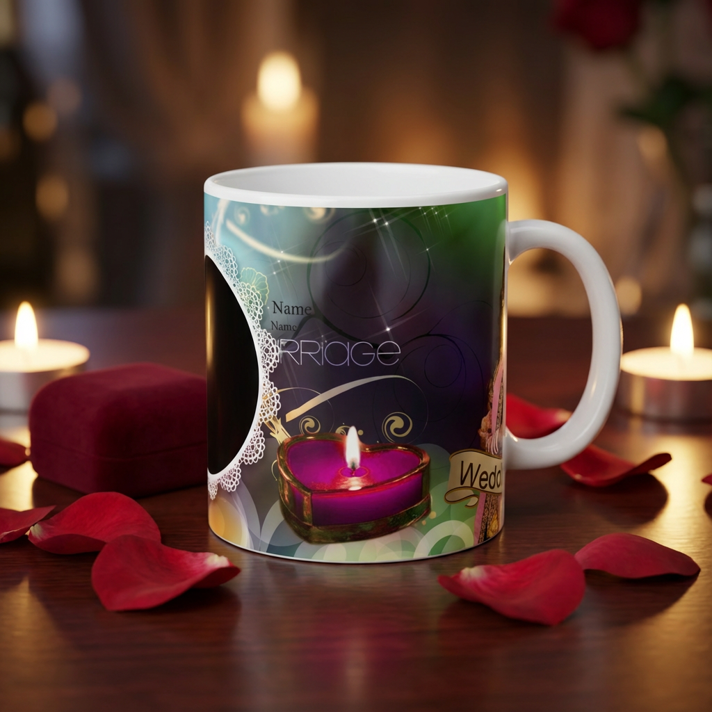 Eternal Union Wedding – Custom Photo Print Ceramic Mug (11oz) - Personalized Gift with Dual Frames