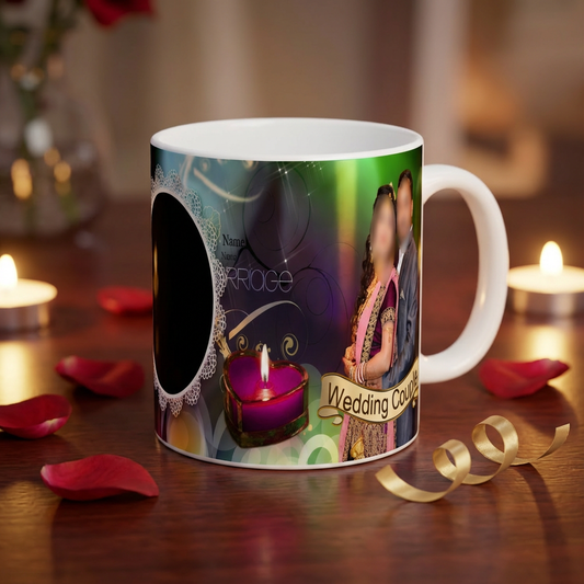 Romantic Candlelight & Lace – Custom Photo Print Ceramic Mug (11oz) - Personalized Wedding Gift
