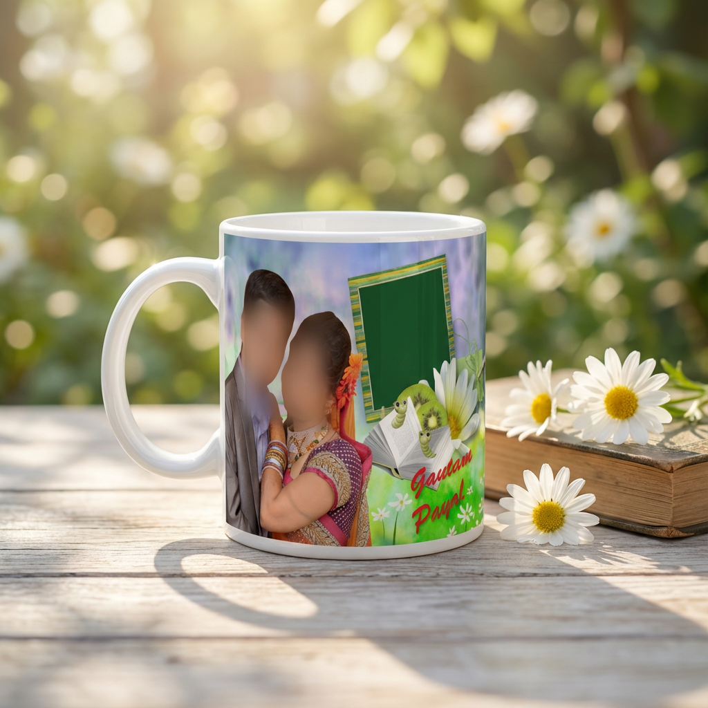 Garden Romance Wedding – Custom Photo Print Ceramic Mug (11oz) - Personalized Gift with 3-Photo Collage