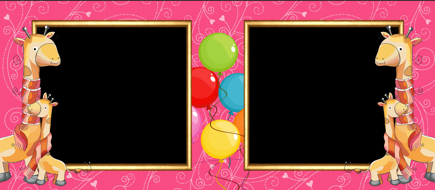 Playful Pink Giraffe Birthday – Custom Photo Print Ceramic Mug (11oz) - Dual Photo Frames